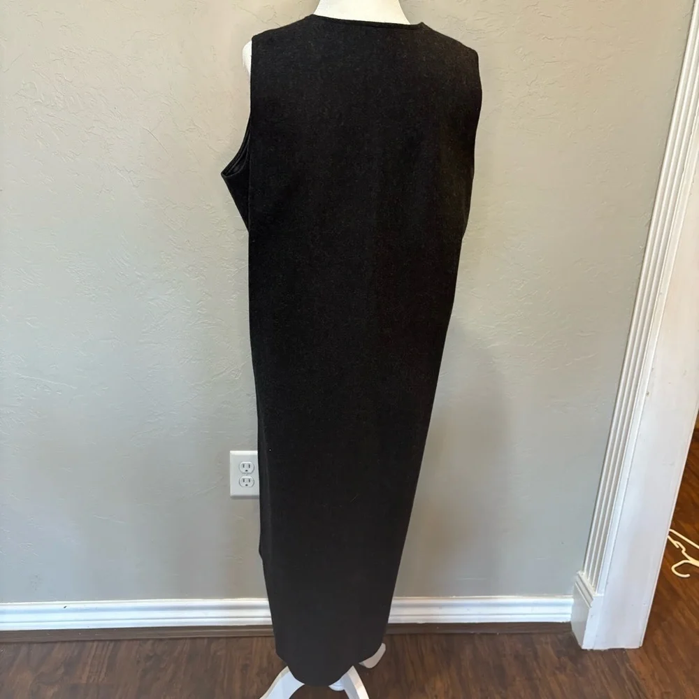 Orvis 100% Wool Button Front Long Vest Dress – Charcoal Gray – Size 10P - Picture 8 of 14